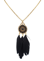 Fabuleux collier de plume bohémien avec frange