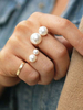 Fabuleux métallique anneau mode rond fausse perle