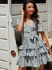 Falling For - Robe courte bleue à imprimé floral
