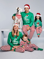 Famille Noël Pyjamas Polyester Pantalon Floral Pantalon Top Pantalon 2 pièces