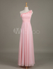 Fard à joues de demoiselle d’honneur robe une épaule fleur mousseline froncée une ligne Maxi Wedding Party Dress