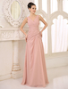 Fard à joues rose robe de demoiselle dhonneur en mousseline de soie ruché longue robe de bal col en V sans manches plissé étage robe de soirée de mariage
