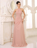 Fard à joues rose robes de demoiselle dhonneur longue Halter en mousseline de soie plissée étage drapé Robes de soirée de mariage
