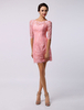 Fard à joues rose Sweetheart Bateau demi manche courte en dentelle robe de demoiselle d’honneur Robes pour les invités de mariage