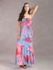Fascinante robe maxi multicolore à bretelles de tenue belle