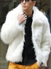 Fausse Fourrure Manteau Hommes Blanc Plus Size Manteau Dhiver À Manches Longues Veste Dhiver Courte