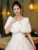 Fausse fourrure étole mariage wrap châle ivoire hiver bridal cover up
