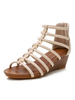 Femme Bout rond Talon compensé Écru Blanc Gladiateur Sandales Cuir PU