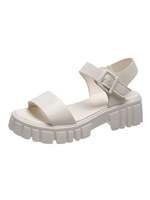 Femme Boutons Slip-On Sandales plates Cuir PU Bout rond