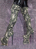 Femme Cuissardes Bout rond Talon stiletto Plateforme Toile
