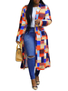 Femme Manteau à carreaux col Boutons Casual couverture bleu manteau d\