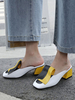 Femme Mules Sabots Synthétique Cuir Blanc Bout carré Chaussures Mules à enfiler
