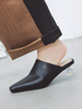 Femme Mules Sabots Synthétique Cuir Noir Cristal Talon Bas Bout Carré Slip-On Chaussures