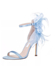 Femme Plume Fleur Bride à la Cheville Talon Sandales Chaussures de Soirée Chaussures de Mariée