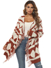 Femme Pull Cardigans Orange Rouge Plaid Fringe manches longues surdimensionnée Cardigan
