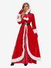 Femme Robe de Noël Rouge Gants en Fibre de Polyester Robe Ceinture Polyester Bicolore Costumes de vacances de Noël
