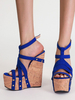 Femme Sandales Sandales Coin Fashion Rivets Terry Open Toe Bleu Bouche Sandale à talons à talon