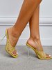 Femme Strass À Enfiler Talon Aiguille Mules faux cuir Noir