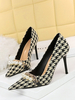 Femme Talons Hauts Tartan Perles Escarpins Chic Bout pointu Talon Aiguille Polyester