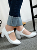 Femme talons mi bas bout rond blanc en cuir Synthétique élégant escarpins talons chaussures