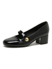 Femme Talons mi-bas Détails en métal Bout rond Talon bottier Street Wear Escarpins Noir