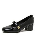 Femme Talons mi-bas Détails en métal Bout rond Talon bottier Street Wear Escarpins Noir