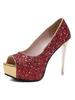 Femmes \ s Soirée Pompes Glitter Haut Talon Plate-Forme Peep Toe Paillettes Parti Chaussures