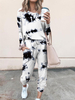 Femmes 2 pièces Loungewear Chic & Modern manches longues Jewel Neck fibres de coton Automne européens et américains et imprimés d\