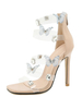 Femmes Abricot Stilletto Heel Square Sandale à glissière de fermeture à glissière PVC Haute Chaussures à la cheville
