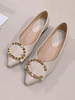 Femmes Ballet Appartements Apricot PU Cuir PU pointus boutons Daily Casual Ballerina Flats
