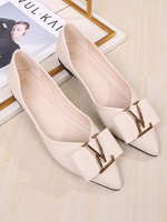 Femmes Ballet Appartements Apricot PU Cuir PU pointus boutons Daily Casual Ballerina Flats