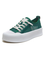 Femmes Baskets Chaussures De Sport Toile Verte Bout Rond Chaussures Plates Décontractées