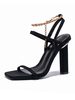 Femmes Bekle Strap Talon Chunky Heel Sandals Sandals en Cuir Noir Cuir Noir Talon