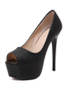Femmes Black Peep Toe Teaux Plateforme Sexy Stiletto Heel Pompes