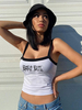Femmes Blanc Camisole Bretelles Cou Sans Manches Polyester Gothique Camisole Sexy Top