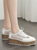 Femmes blanches Oxfords bout rond en cuir Synthétique à lacets chaussures de sport
