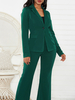 Femmes Blazer Costume vert à manches longues Blazer avec un pantalon