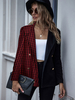 Femmes Blazer Veste Chic Col Rabattu Plaid Bouton avant Casual Street Manteau courte automne 2021