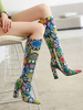 Femmes Bottes Bout Pointu Talon Chunky PU Cuir Vert Bottes Hautes