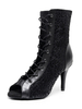 Femmes Bottes Fermeture Éclair Talon Aiguille Peep Toe Noir Bottes Dété