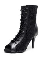 Femmes Bottes Fermeture Éclair Talon Aiguille Peep Toe Noir Bottes Dété