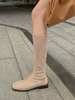 Femmes Bottes hauteur genou Abricot Bout carré Bout plat Fermeture éclair devant Femme Bottes Plate