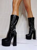 Femmes Bottes Plateformes Géométriques Talon Haut Talon Chunky Bottes Mi-mollet Noir
