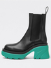 Femmes bottes rond boite chunky talon chunky bottines bleue cheville bleue