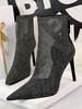 Femmes Bottes Sandale Talon Haut Talon Aiguille Mesh Squined Rave Club Bottines