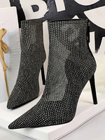 Femmes Bottes Sandale Talon Haut Talon Aiguille Mesh Squined Rave Club Bottines