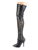 Femmes Bottes Sexy Bout Pointu Zipper Paillettes Talon Aiguille Rave Club Noir Argent Sur Les Bottes Au Genou