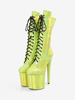 Femmes Bottes Sexy Bout Rond Chaussures À Lacets Talon Aiguille Club Vert