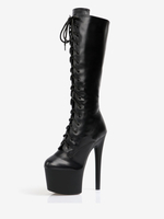 Femmes Bottes Sexy Bout Rond Glissière Géométrique Talon Aiguille Pôle Danse Noir