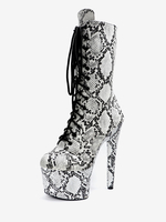 Femmes Bottes Sexy Bout Rond Glissière Serpent Talon Aiguille Pôle Danse Noir